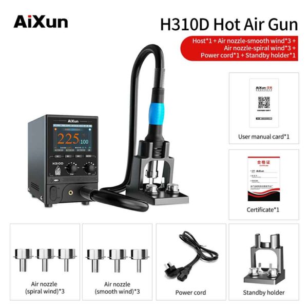 AiXun H310D 1000W Smart Hot Air Gun Heating Rework Station